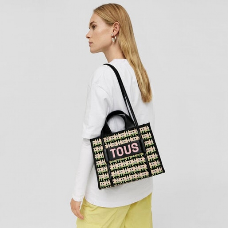 Tous Medium Amaya Braided Handtasche Gelb Schwarz | Österreich-TUKLGM046