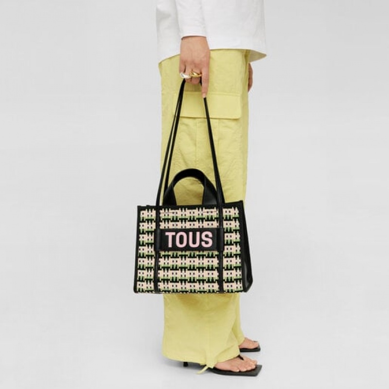Tous Medium Amaya Braided Handtasche Gelb Schwarz | Österreich-TUKLGM046