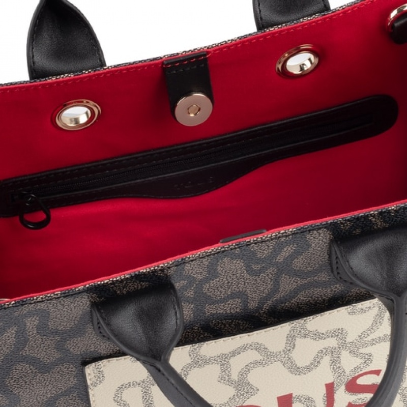 Tous Medium Amaya Kaos Icon Handtasche Schwarz Rot | Österreich-BEPNVW831