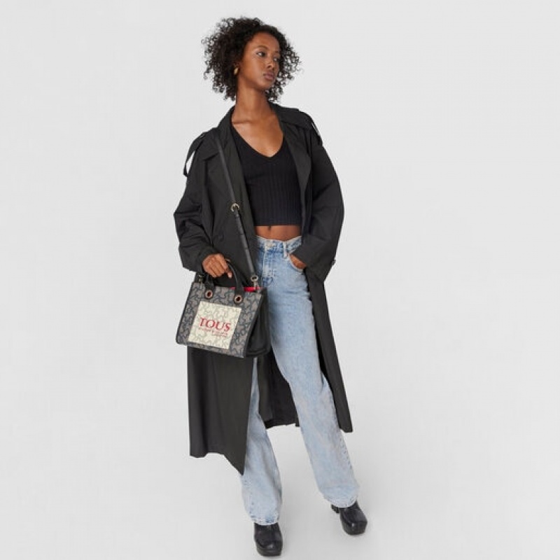 Tous Medium Amaya Kaos Icon Handtasche Schwarz Rot | Österreich-BEPNVW831