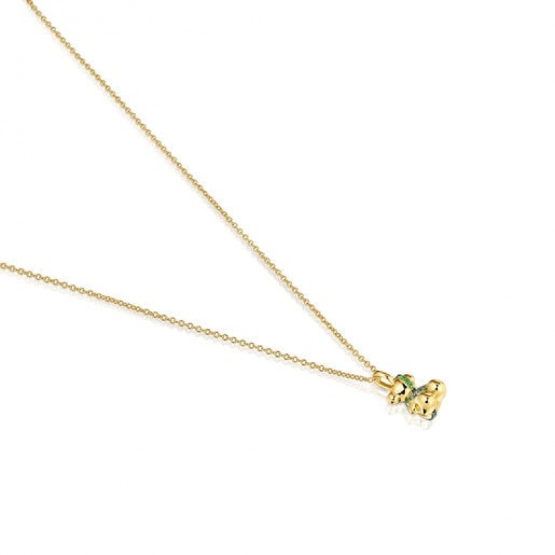 Tous Medium Bear With Chrome Diopside Lligat Halskette Gold | Österreich-OVHYCR431