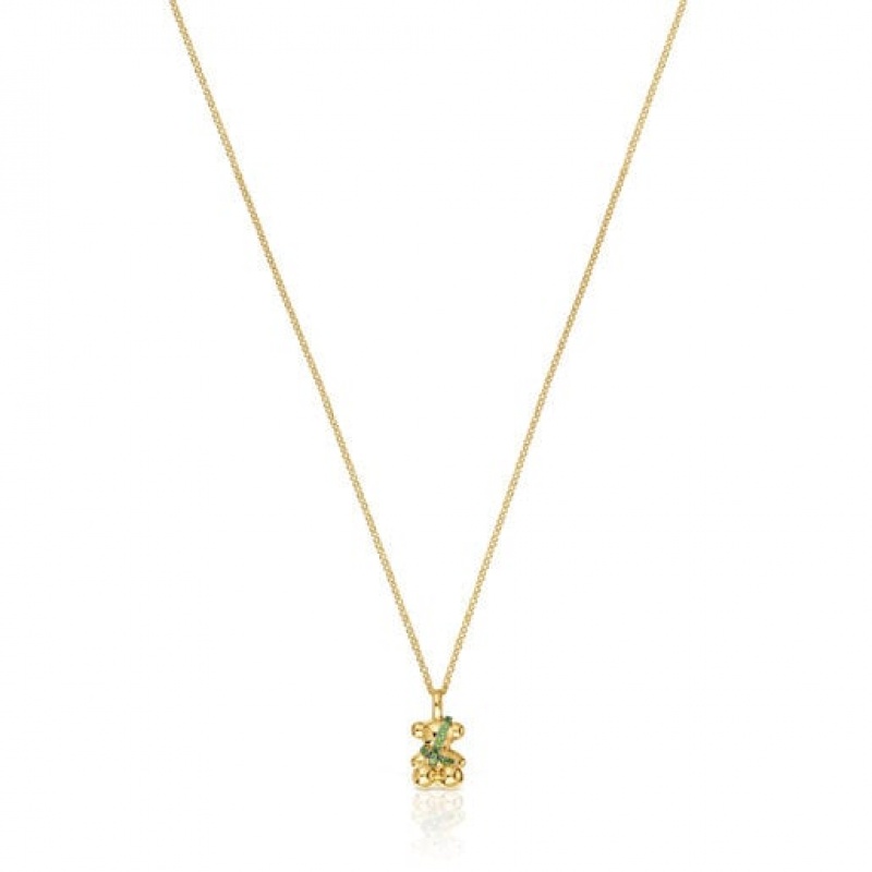 Tous Medium Bear With Chrome Diopside Lligat Halskette Gold | Österreich-OVHYCR431