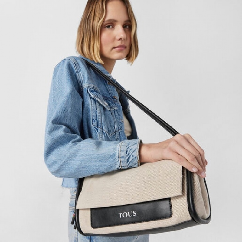 Tous Medium Empire Baumwoll Umhängetasche Beige | Österreich-DZGFRQ897