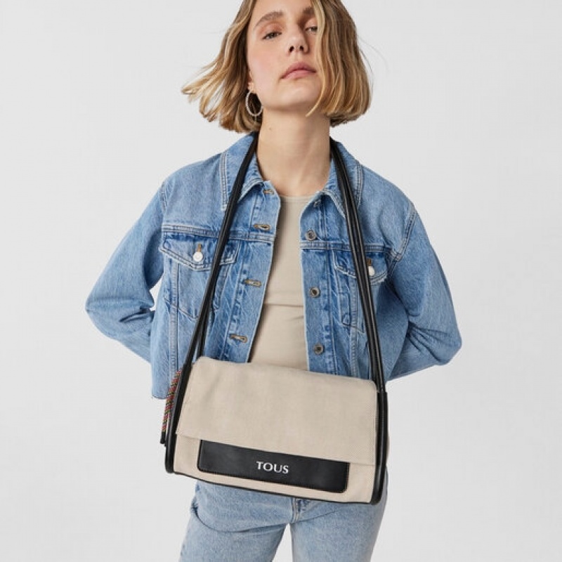 Tous Medium Empire Baumwoll Umhängetasche Beige | Österreich-DZGFRQ897