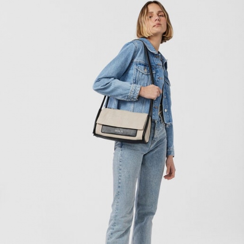 Tous Medium Empire Baumwoll Umhängetasche Beige | Österreich-DZGFRQ897