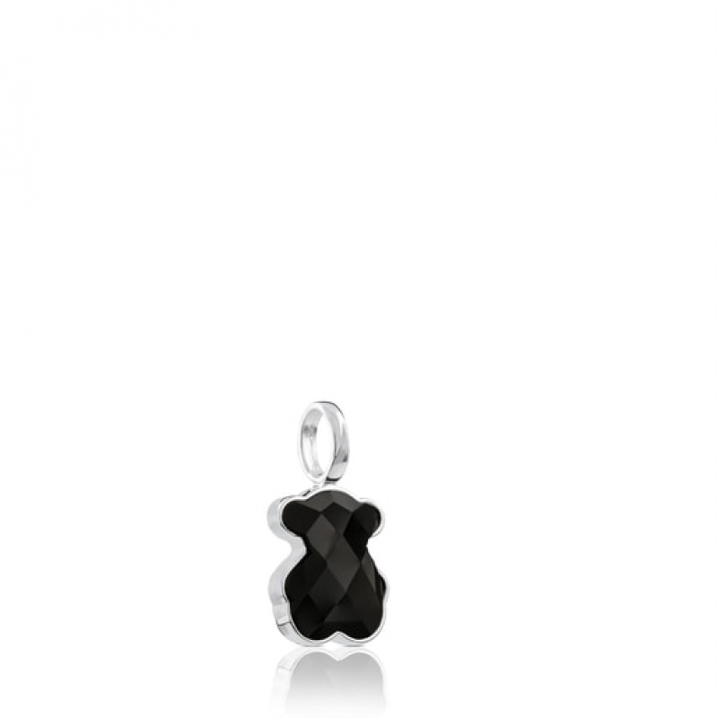 Tous Medium Faceted Onyx Bear Motif Color Anhänger Silber | Österreich-JQSYUT279