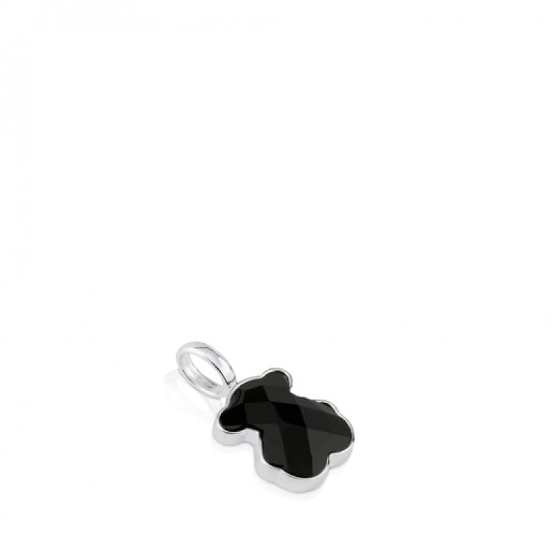 Tous Medium Faceted Onyx Bear Motif Color Anhänger Silber | Österreich-JQSYUT279