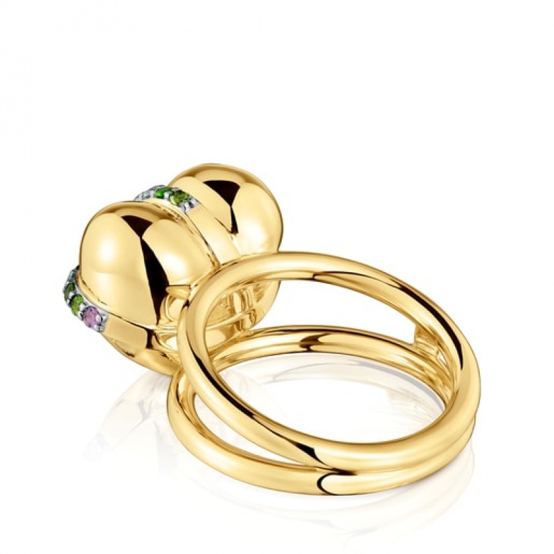 Tous Medium Heart With Gemstones Lligat Ring Gold | Österreich-ZNWJRY240