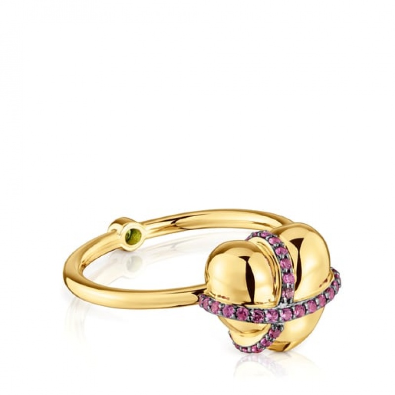 Tous Medium Heart With Rhodolite Lligat Ring Gold | Österreich-NBAOVQ146