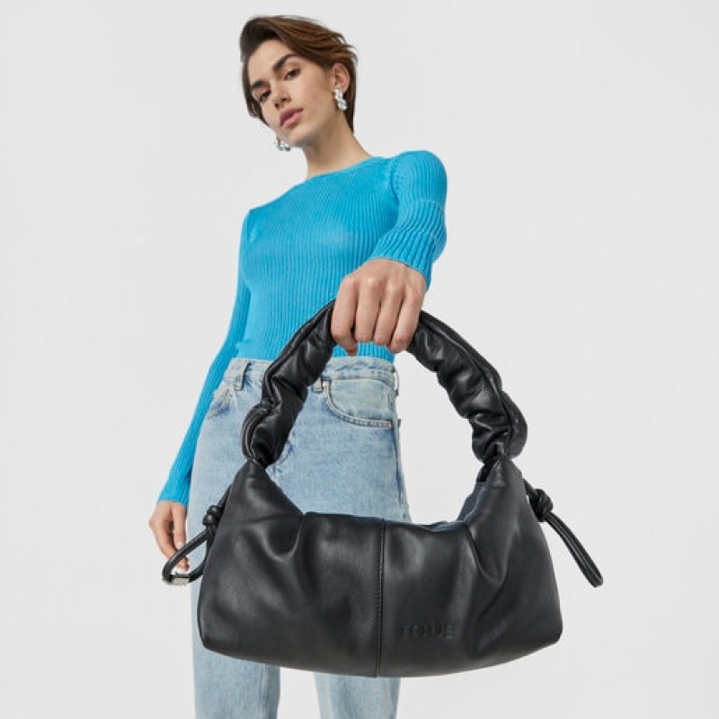 Tous Medium Leder Soft One Schultertasche Schwarz | Österreich-BFYONW986