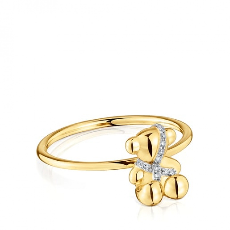 Tous Medium with Diamonds Bear Lligat Ring Gold | Österreich-AZWEVY491