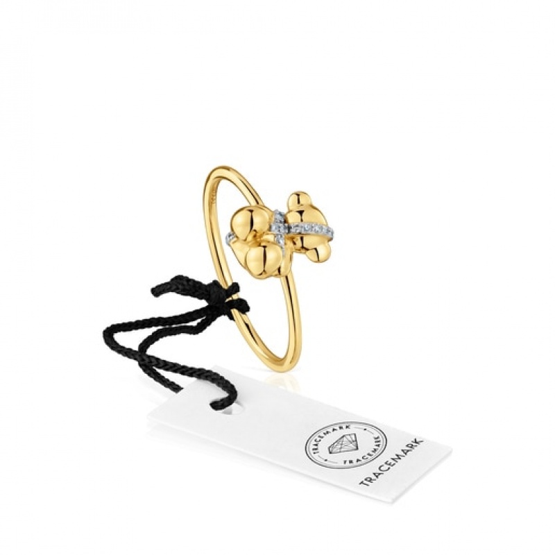 Tous Medium with Diamonds Bear Lligat Ring Gold | Österreich-AZWEVY491