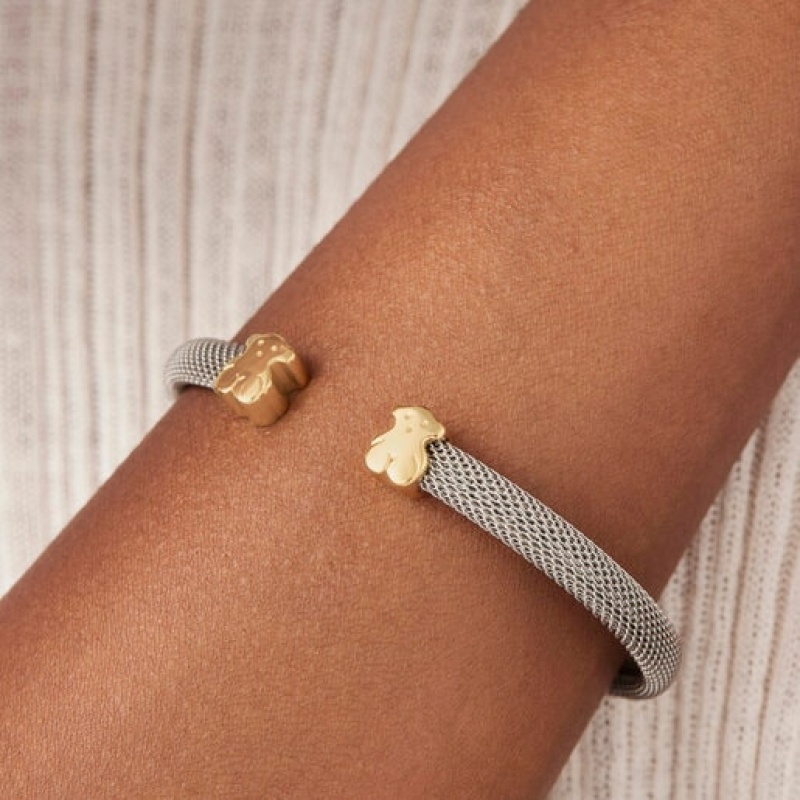 Tous Mesh Steel Armreif Silber Gold | Österreich-FXTQHP956