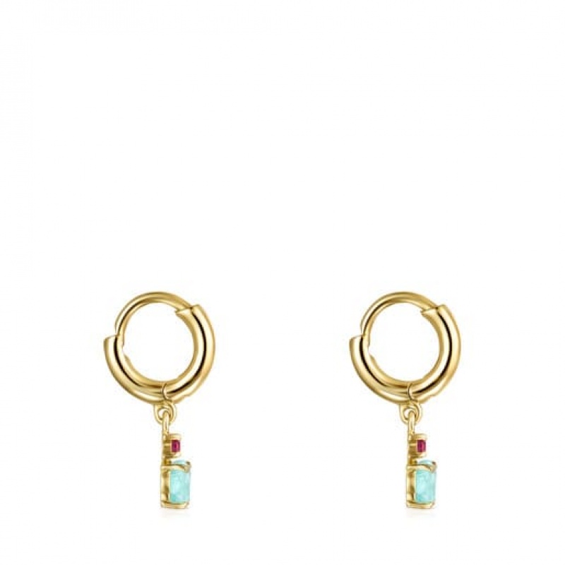 Tous Mini Ivette Kurzes With Amazonite Ruby Ohrringe Gold | Österreich-HVRTYE729