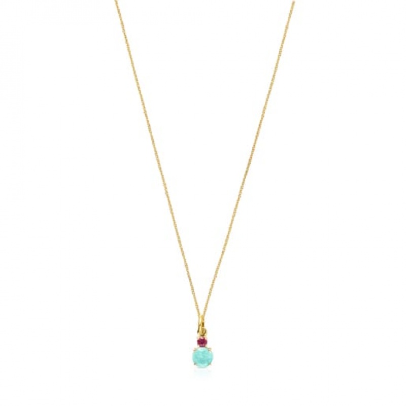 Tous Mini Ivette With Amazonite Halskette Gold | Österreich-OCVZUI309