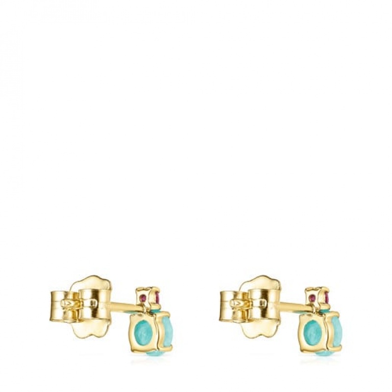 Tous Mini Ivette With Amazonite Ruby Ohrringe Gold | Österreich-OTRBJM507