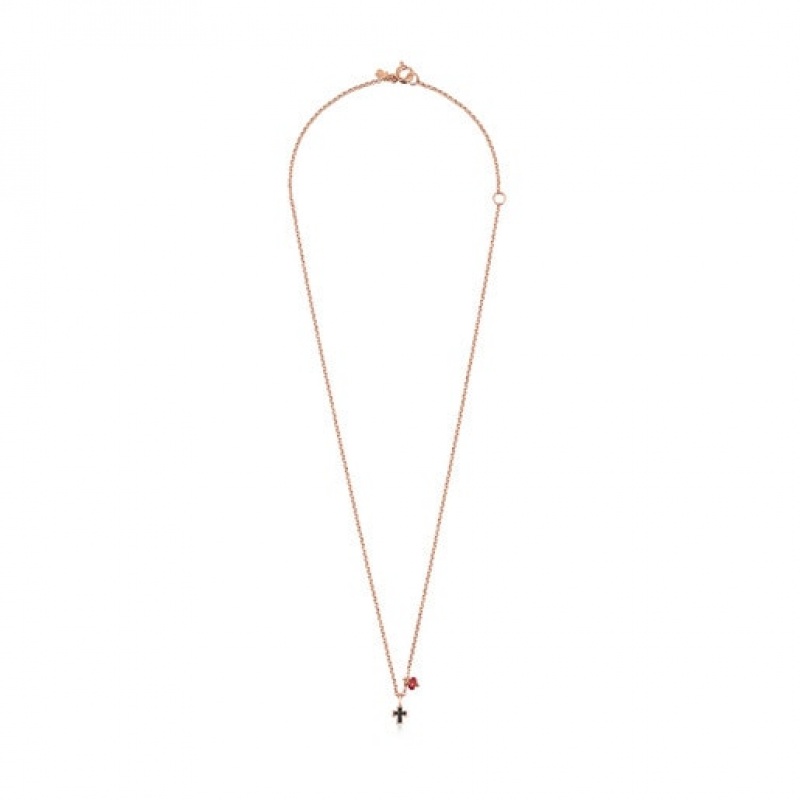 Tous Motif Cross With Spinels Halskette Rosa Gold | Österreich-DEMNPA236
