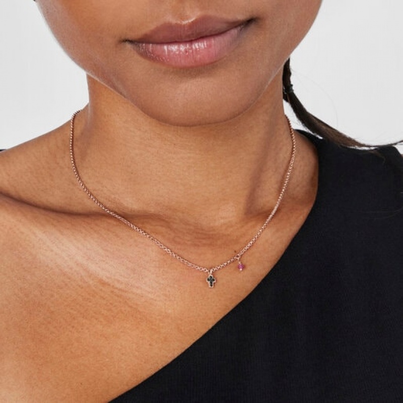Tous Motif Cross With Spinels Halskette Rosa Gold | Österreich-DEMNPA236