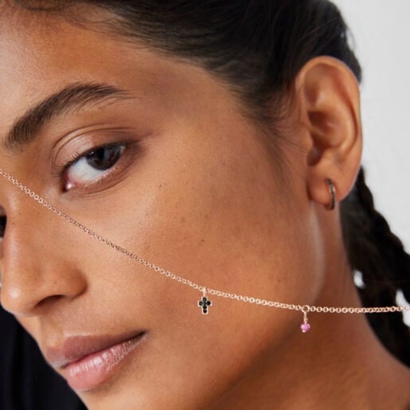 Tous Motif Cross With Spinels Halskette Rosa Gold | Österreich-DEMNPA236