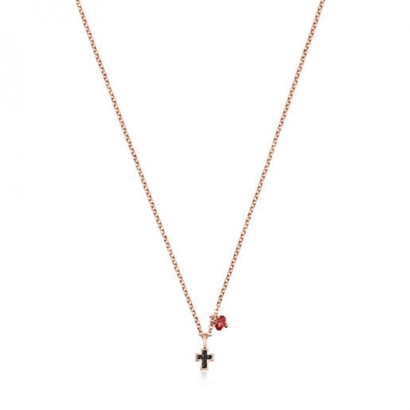 Tous Motif Cross With Spinels Halskette Rosa Gold | Österreich-DEMNPA236