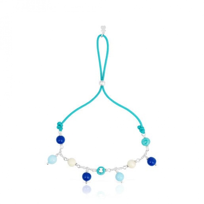 Tous Murano Glass Nylon Icon Glass Armband Türkis Silber | Österreich-ENZGRM960
