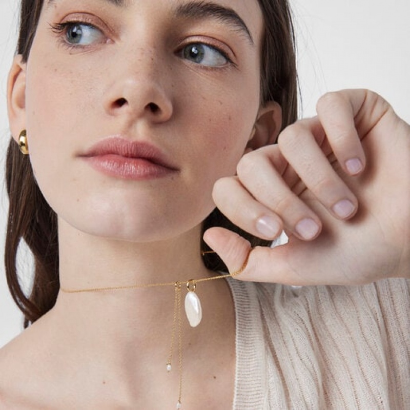 Tous Nenufar Petal With Pearl Halskette Gold | Österreich-TKGSRD468