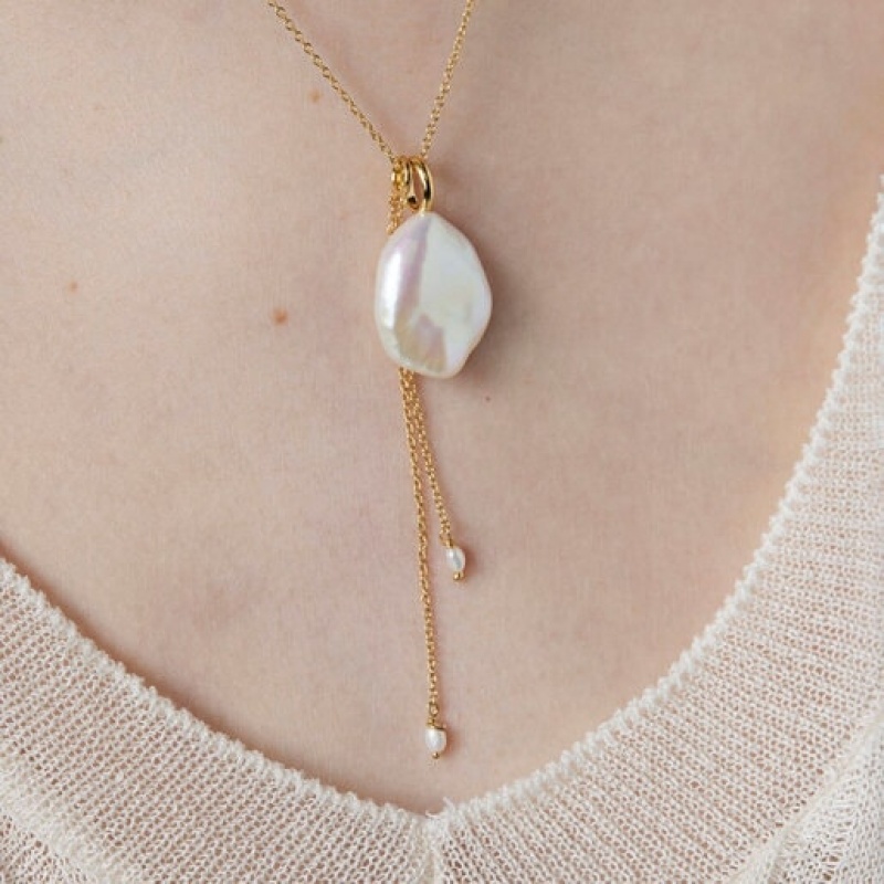Tous Nenufar Petal With Pearl Halskette Gold | Österreich-TKGSRD468