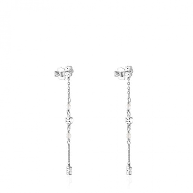 Tous New Motif Long With Gemstones Pearls Ohrringe Silber | Österreich-HIABFZ683