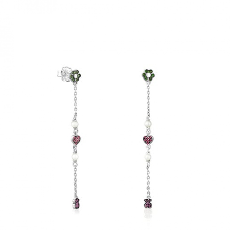 Tous New Motif Long With Gemstones Pearls Ohrringe Silber | Österreich-HIABFZ683