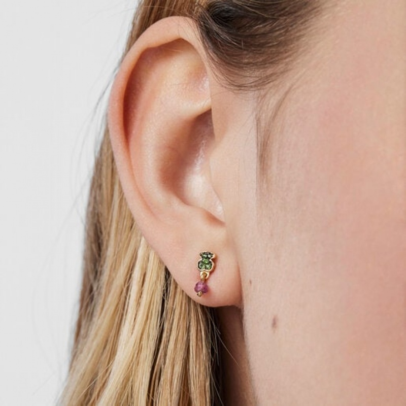 Tous New Motif With Chrome Diopside Bear Ruby Ohrringe Gold | Österreich-AQXMOS039