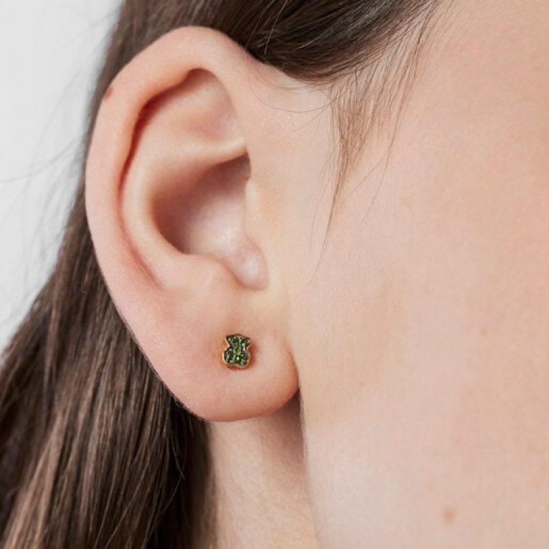 Tous New Motif With Chrome Diopside Bear Ohrringe Gold | Österreich-VIYLKP513