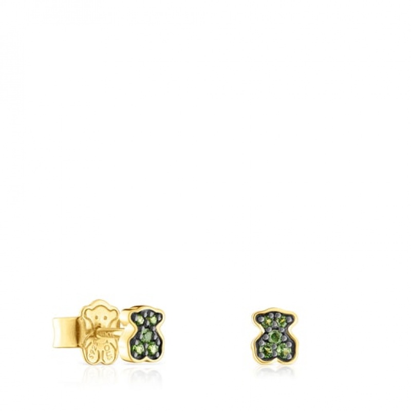 Tous New Motif With Chrome Diopside Bear Ohrringe Gold | Österreich-VIYLKP513