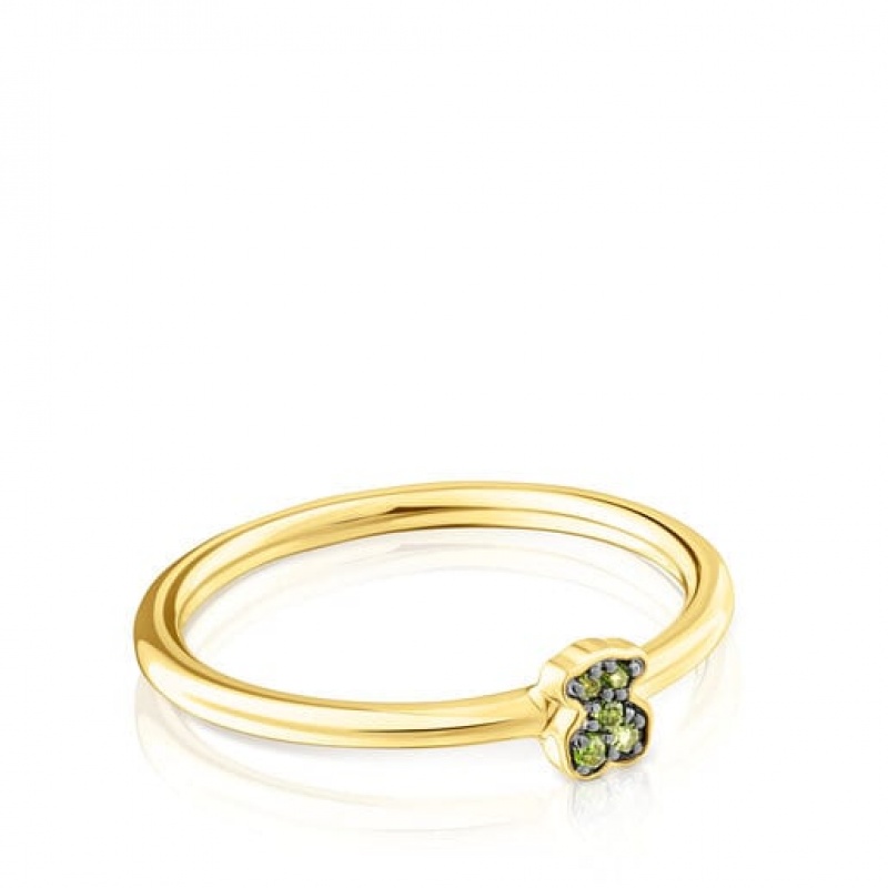 Tous New Motif With Chrome Diopside Bear Ring Gold | Österreich-SZYACE857
