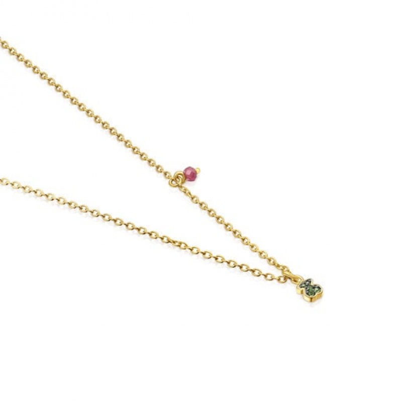 Tous New Motif With Chrome Diopside Bear Halskette Gold | Österreich-KXFYLS075