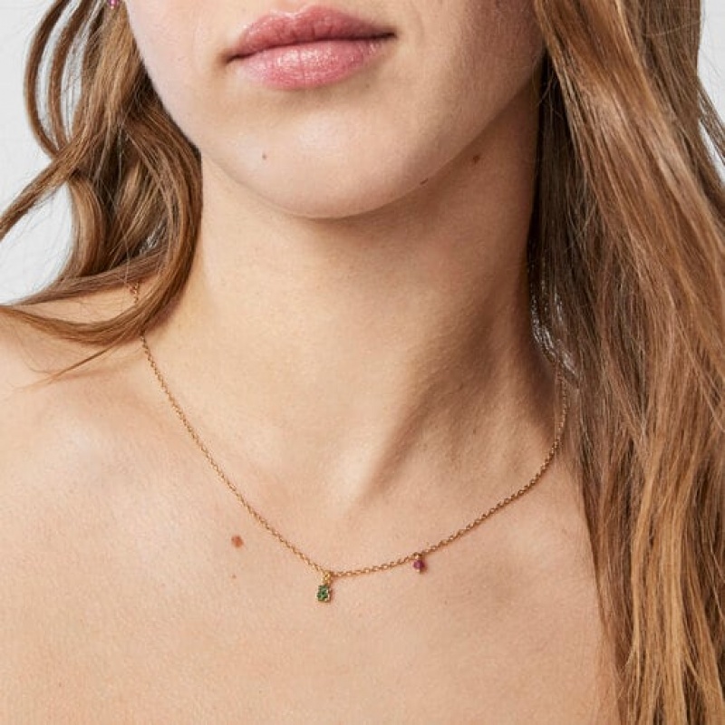 Tous New Motif With Chrome Diopside Bear Halskette Gold | Österreich-KXFYLS075