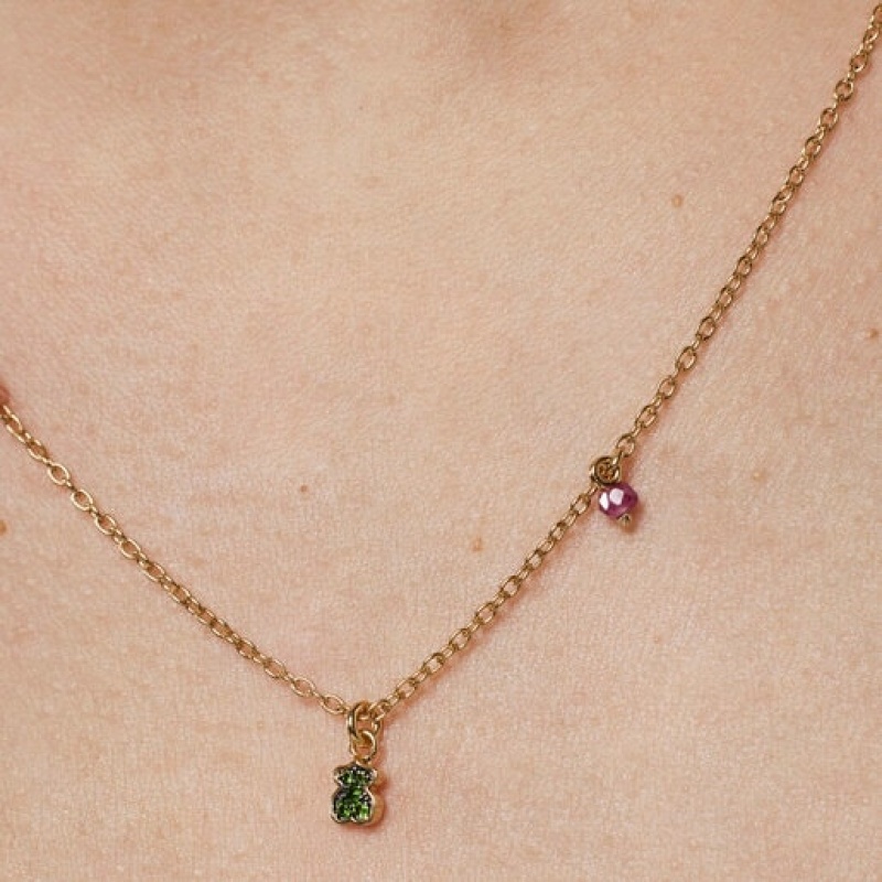 Tous New Motif With Chrome Diopside Bear Halskette Gold | Österreich-KXFYLS075