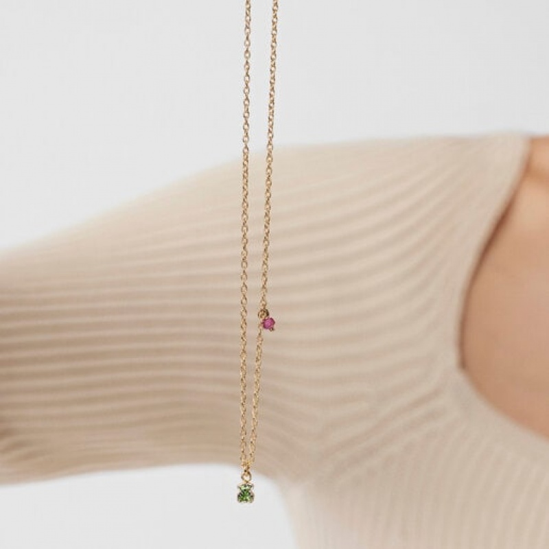 Tous New Motif With Chrome Diopside Bear Halskette Gold | Österreich-KXFYLS075