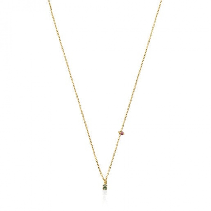 Tous New Motif With Chrome Diopside Bear Halskette Gold | Österreich-KXFYLS075
