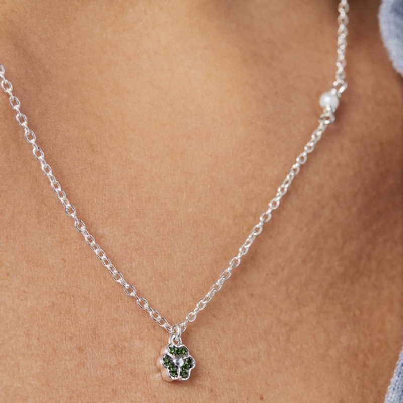 Tous New Motif With Chrome Diopside Flower Halskette Silber | Österreich-OGXVLK573