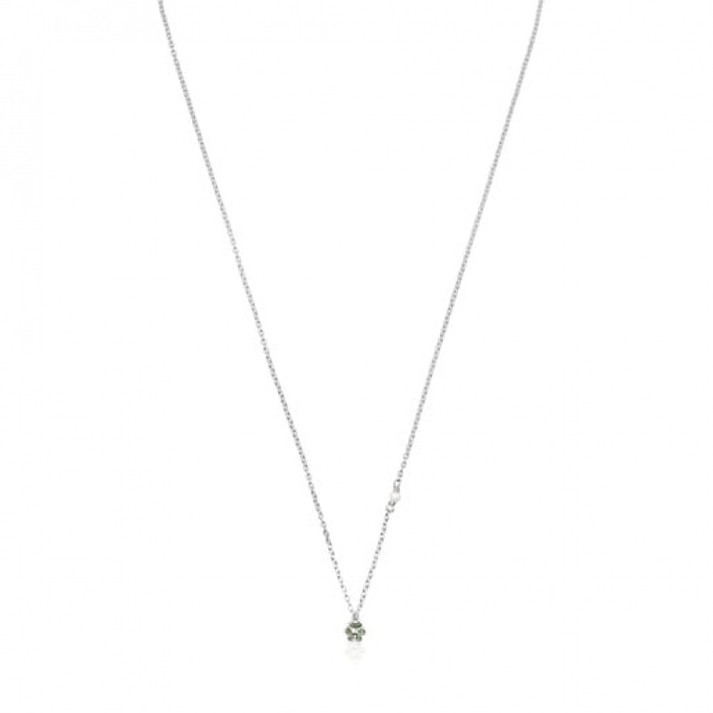 Tous New Motif With Chrome Diopside Flower Halskette Silber | Österreich-OGXVLK573