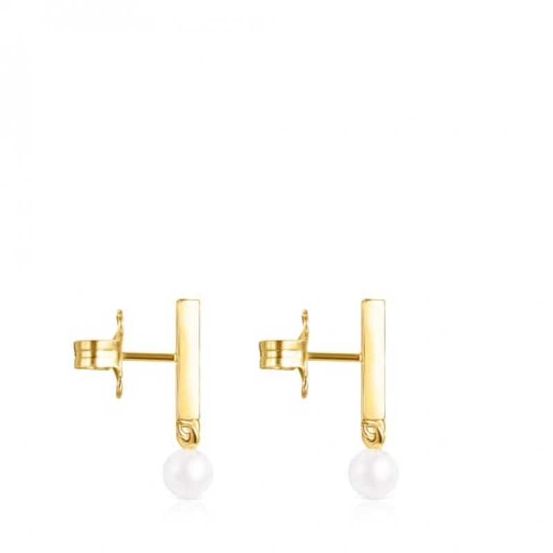 Tous Nocturne Bar With Diamonds Pearl Ohrringe Gold | Österreich-HYURFT731