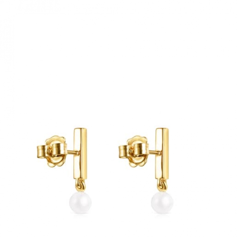 Tous Nocturne Bar With Diamonds Pearl Ohrringe Gold | Österreich-HYURFT731