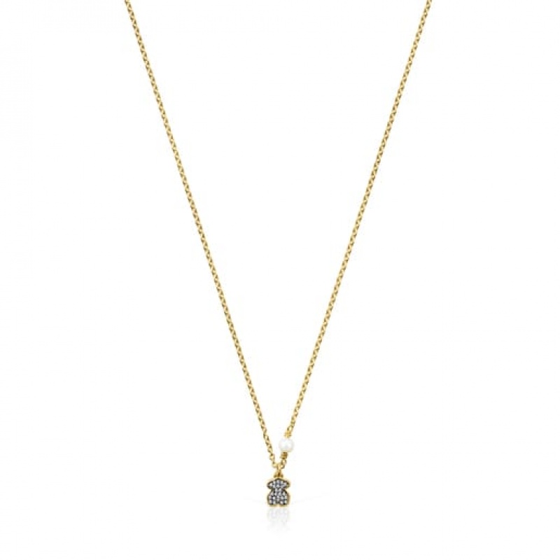 Tous Nocturne Bear With Diamonds Halskette Gold | Österreich-XIKDSC345