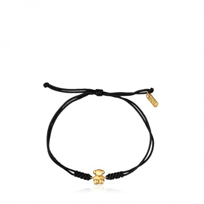 Tous Nylon Bold Bear Armband Schwarz Gold | Österreich-PJITKW293