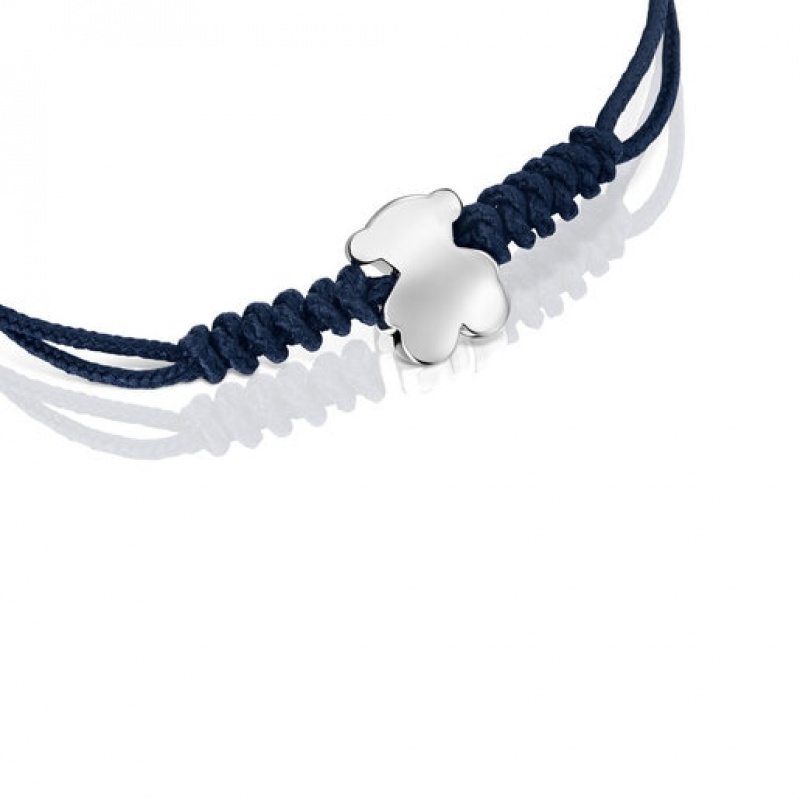 Tous Nylon Bold Motif With Bear Motif Armband Navy Silber | Österreich-VNQPIG984