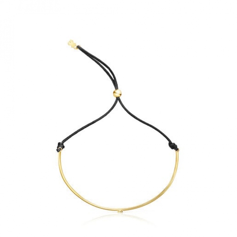 Tous Nylon Cool Joy With Bear Armband Gold Schwarz | Österreich-DZLGWV931