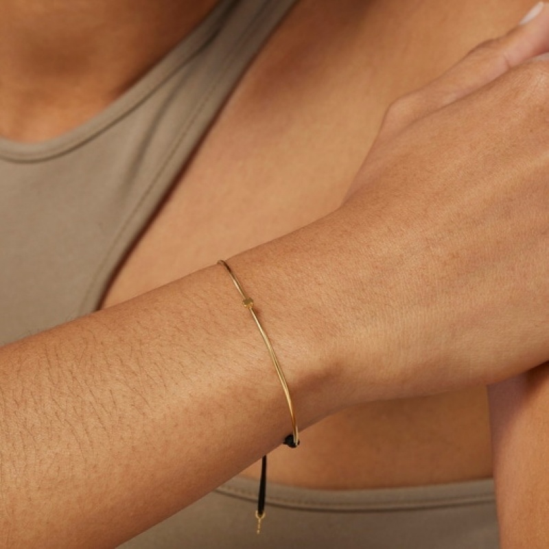 Tous Nylon Cool Joy With Bear Armband Gold Schwarz | Österreich-DZLGWV931