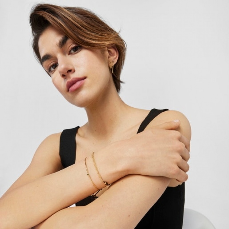 Tous Nylon Cool Joy With Chains Armband Gold Schwarz | Österreich-FGWUZX480