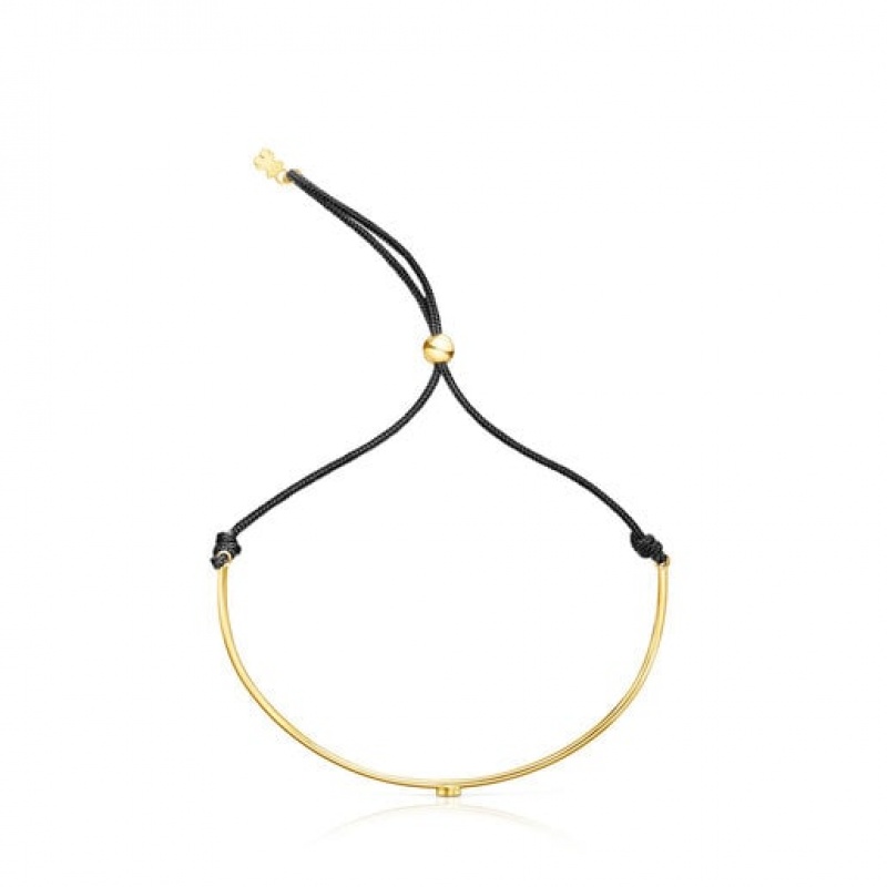 Tous Nylon Cool Joy With Star Armband Gold Schwarz | Österreich-FSYQGU658