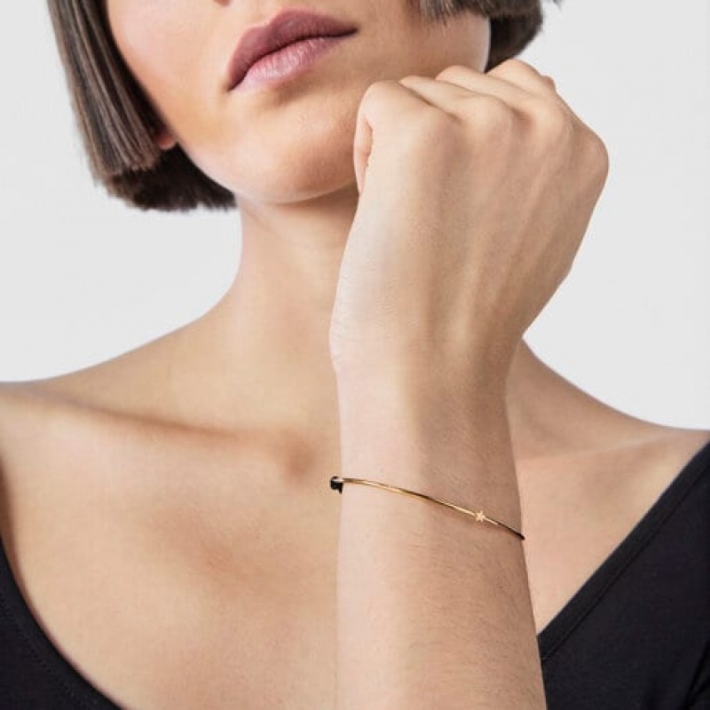 Tous Nylon Cool Joy With Star Armband Gold Schwarz | Österreich-FSYQGU658